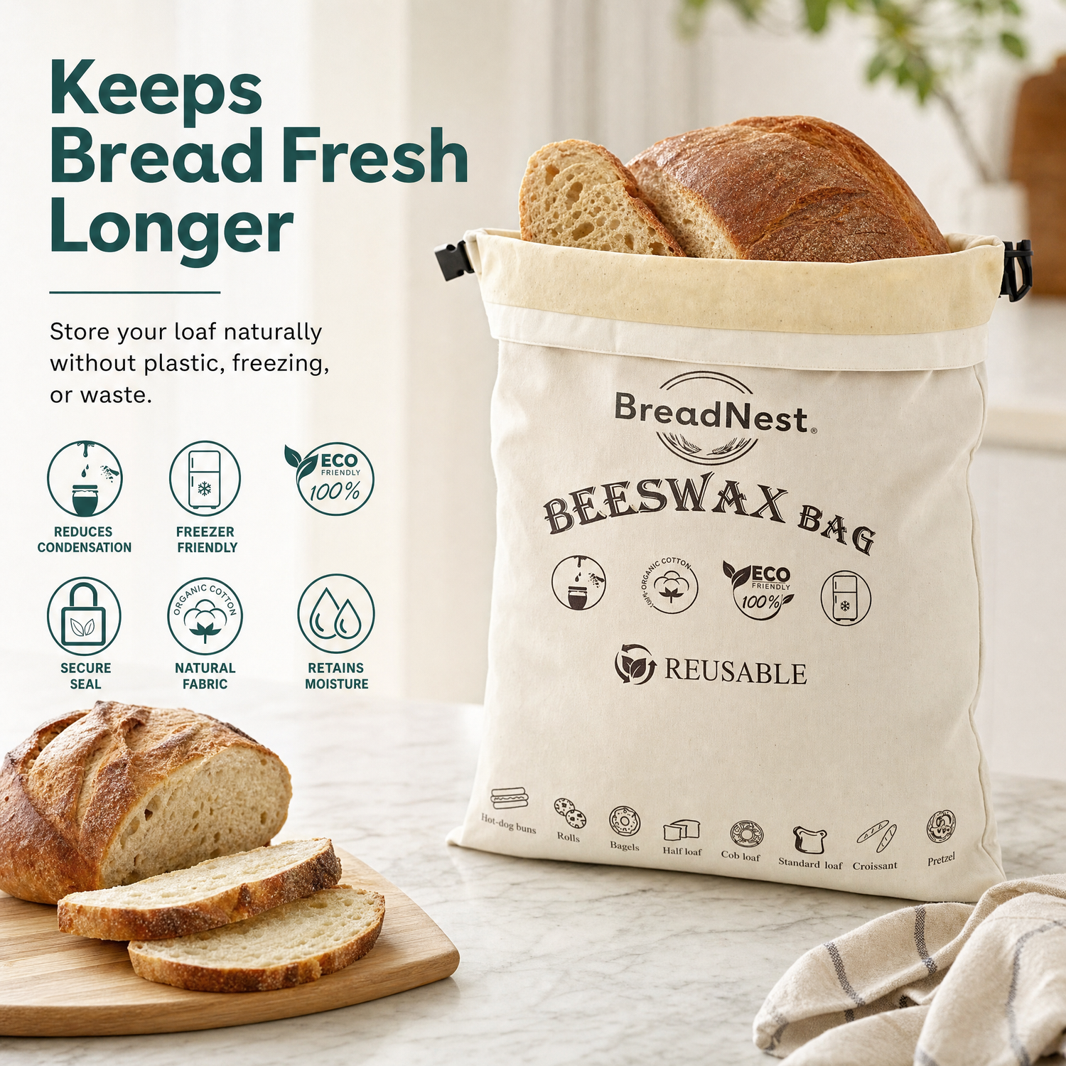BreadNest™ Beeswax Bread Bag